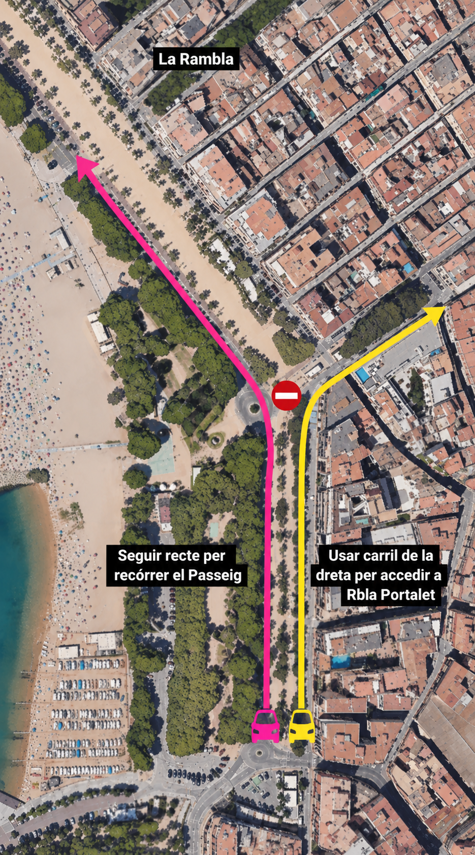 Prova pilot per millorar el flux de vehicles al Passeig del Mar (diumenge 23 d'agost i diumenge 30 als matins)